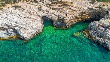 Photo of aerial view of beach Centinera in Banjole, Croatia.