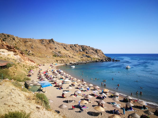 Photo of beautiful beach in Gökçeada, Canakkale, Turkey.