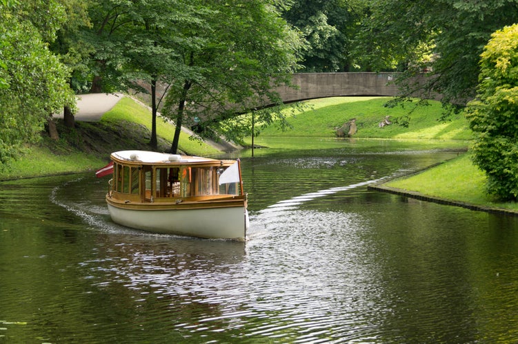 Photo of River boat on a cruise in Riga, Latvia on a sunny summer day.