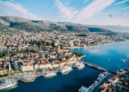 Split city beaches aerial view, Croatia.