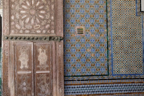 Photo of seville casa de pilatos background ceramic tiles.