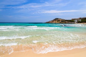 Photo of beautiful sandy beach of Cala Mesquida, Mallorca, Mediterranean Sea, Balearic islands, Spain.