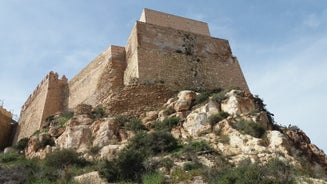 Photo of the castle (castillo de los Fajardo) and town, Velez Blanco, Almeria Province, Andalucia, Spain.