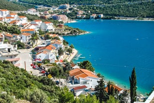 Photo of panoramic aerial view of city of Stolac and Bregava river, Bosnia and Herzegovina.