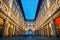 photo of uffizi gallery in piazzale degli uffizi at night in florence Italy.