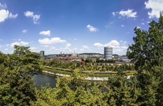 Photo of Dortmund city centre aerial panoramic view in Germany.