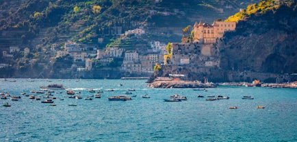 photo of beautiful view of Vietri sul Mare, the first town on the Amalfi Coast, with the Gulf of Salerno, province of Salerno, Campania, southern Italy.