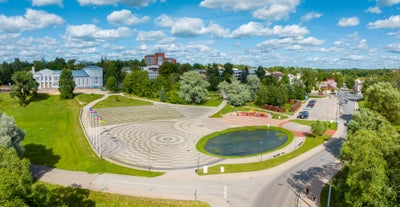 Photo of aerial view over the downtown Daugavpils city (Latvia).