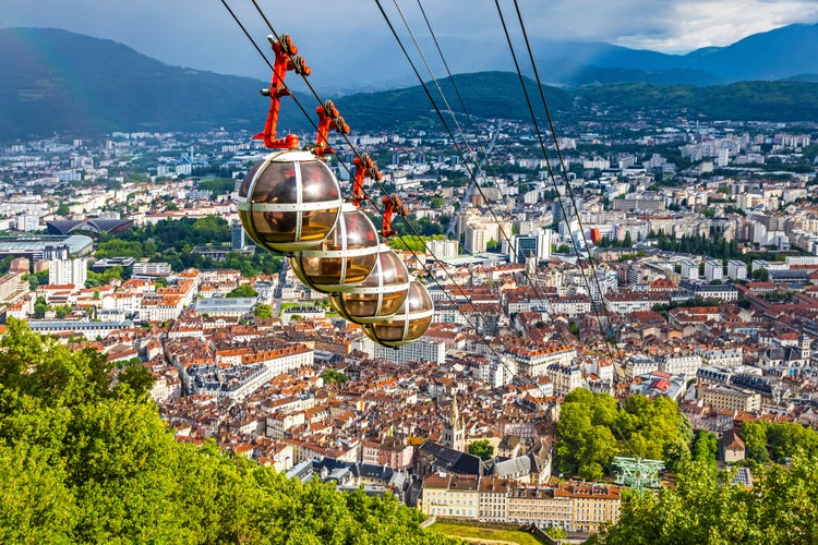 Photo of aerial view of Grenoble city.