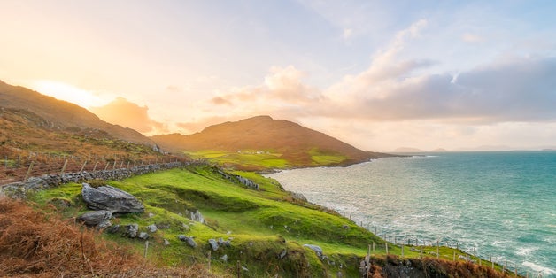 photo of view of Eyeries on the Beara way in beautiful West Cork at sunset.