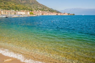 photo of an aerial panoramic view of the center of Salo on Lake Garda, Italy.