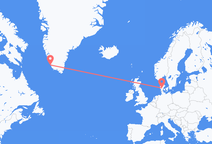 덴마크 빌룬드에서 출발해 그린란드 파미우트(Paamiut)에게(으)로 가는 항공편