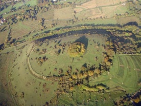 Photo of aerial view of Winchester Cathedral and city, England.