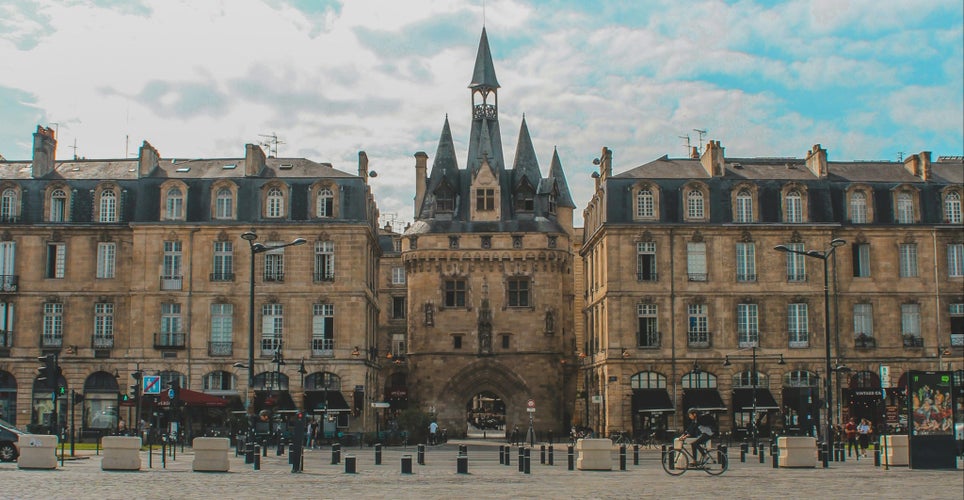 Porte Cailhau (Cailhau Gate) in the Saint-Pierre District of Bordeaux in September with clear skies and historic charm..jpg