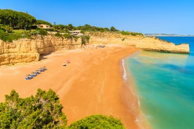 Photo of aerial amazing view of town Olhos de Agua, Algarve Portugal.