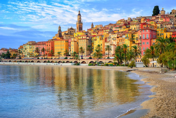 Photo of the old part of Menton, Provence-Alpes-Cote d'Azur, France.