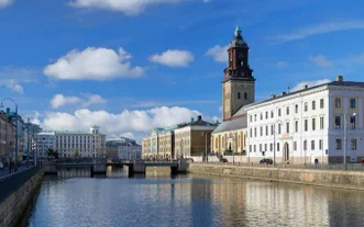 Stockholm old town (Gamla Stan) cityscape from City Hall top, Sweden.