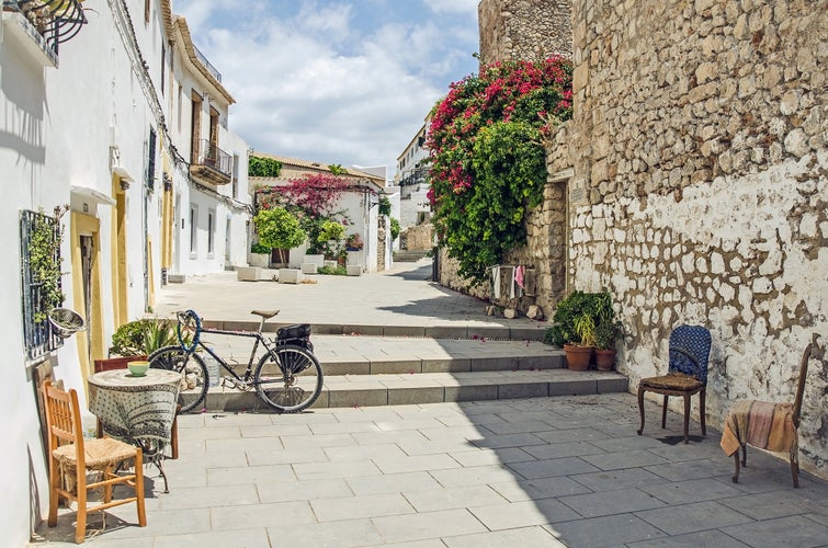 photo of street in the old town of Ibiza, Spain.