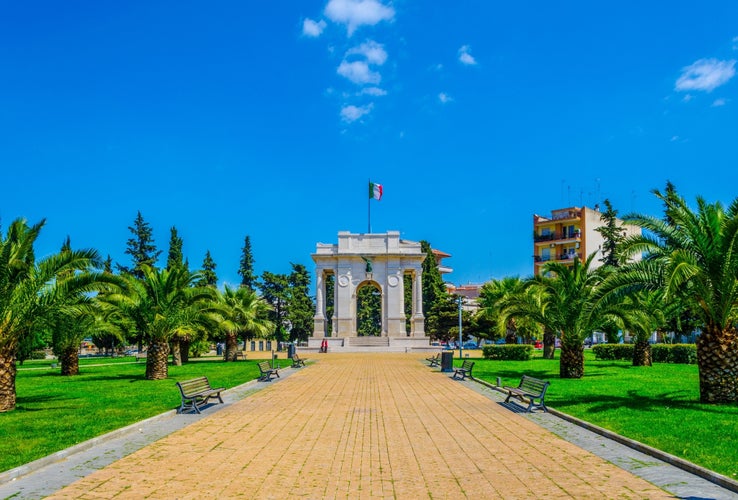 Photo of View over memorial commemorating victims of world wars in Andria, Italy.