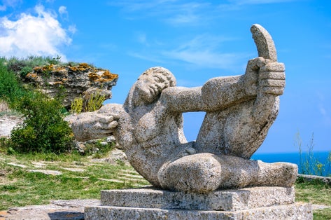 Photo of Archer stone carved monument on Cape Kaliakra in Bulgaria.