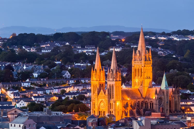 Photo of Truro Cathedral at night, Cornwall England UK.