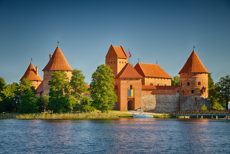 Photo of Trakai. Trakai island castle. Trakai Castle is a castle of Vytautas and subsequent Lithuanian princes on an island in Lake Galve, opposite the more ancient castle of Keistut.