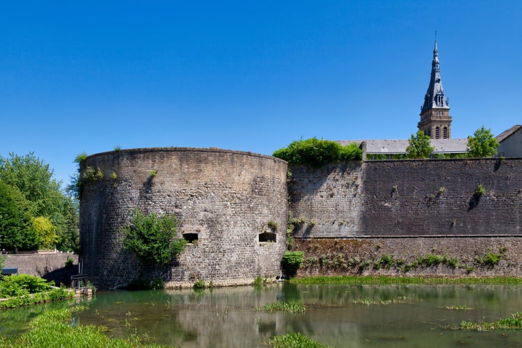 photo of view of Stone arches in the center of Charleville-Mézières, France.