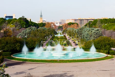 Photo of View of Parque Grande or Jose Antonio Labordeta park in Zaragoza, Spain.