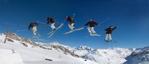 photo of an aerial morning view of Tignes Val Claret, France.