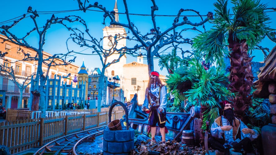 Magicas Navidades Christmas fair at Plaza Mayor or main square downtown in Torrejon de Ardoz, the European capital of Christmas in winter