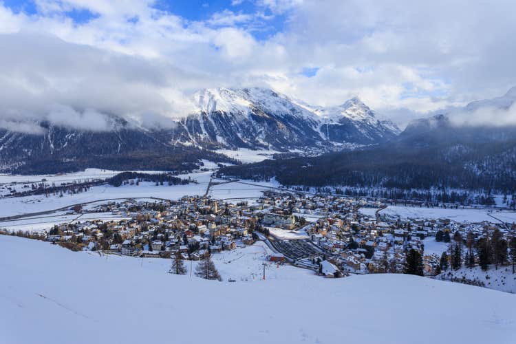 photo of an aerial view of St Moritz in Switzerland.