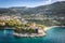 Photo of beautiful aerial view of Dubrovnik Dominikanski Samostan (Dominican Monastery, 1225) and the orange-tiled roofs of Old Town. Dubrovnik, Croatia.