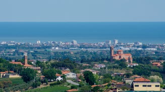 Photo of aerial view of Rimini city, Italy.