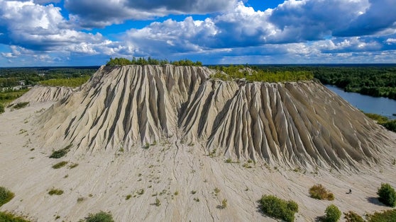 Photo of the beautiful limestone quarry in Rummu. Much of the natural area of the quarry is under a lake formed by groundwater.