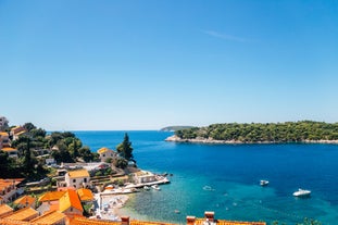 Photo of panoramic aerial view of city of Stolac and Bregava river, Bosnia and Herzegovina.