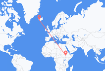 Flyrejser fra Gambela til Reykjavík