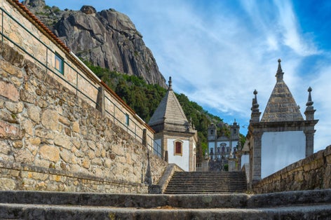 View of the beautiful Santuario de Nossa Senhora da Peneda, at the Peneda Geres National Park, in Norhern Portugal.