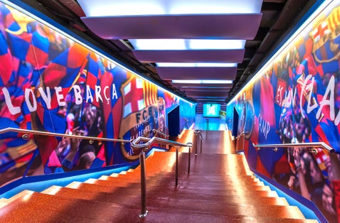Photo of Players tinnel at Camp Nou arena, Barcelona, Spain.