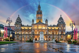 Photo of aerial view of Glasgow in Scotland, United Kingdom.