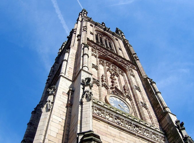 Photo of the tower of Derby Cathedral, United Kingdom.