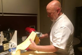 Fresh pasta with a view of Monferrato near Asti