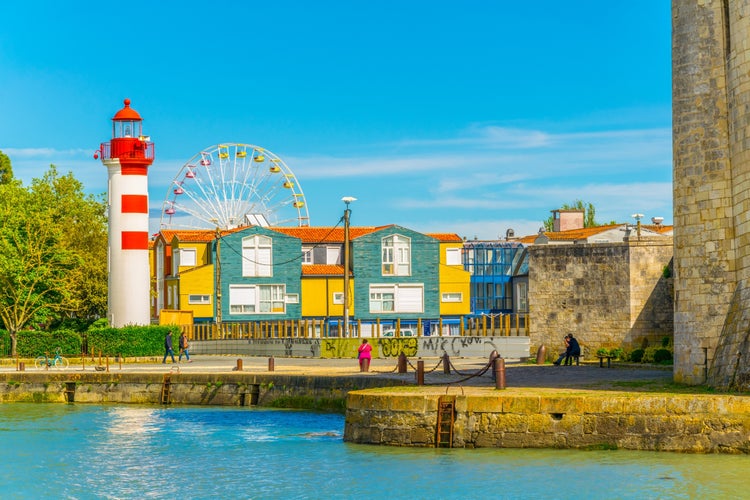 Photo of View of colourful wooden houses in Le Gabut district of La Rochelle, France.