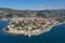 Photo of aerial view of Foca, the beautiful and charming holiday town of Izmir, Turkey.