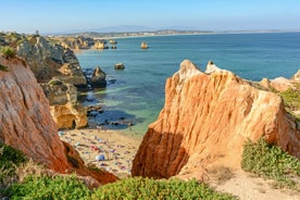 Photo of panoramic aerial view of Praia da Luz in municipality of Luz in Algarve, Portugal.