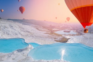 Photo of Pamukkale, natural site in Denizli Province in southwestern Turkey.