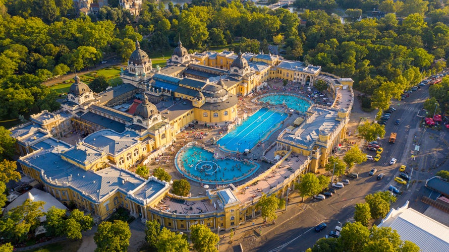 Budapest filmed from a drone.