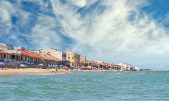 Photo of aerial view of the Torrevieja coastal city, Costa Blanca, province of Alicante, Spain.