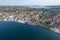 Photo of aerial view above Middelfart, Denmark.