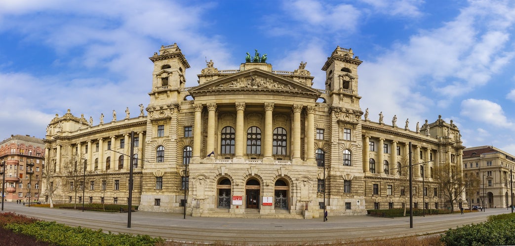 Photo of Panoramic view of Neprajzi museum (Museum of ethnography) located at Kossuth square in Budapest, Hungary.