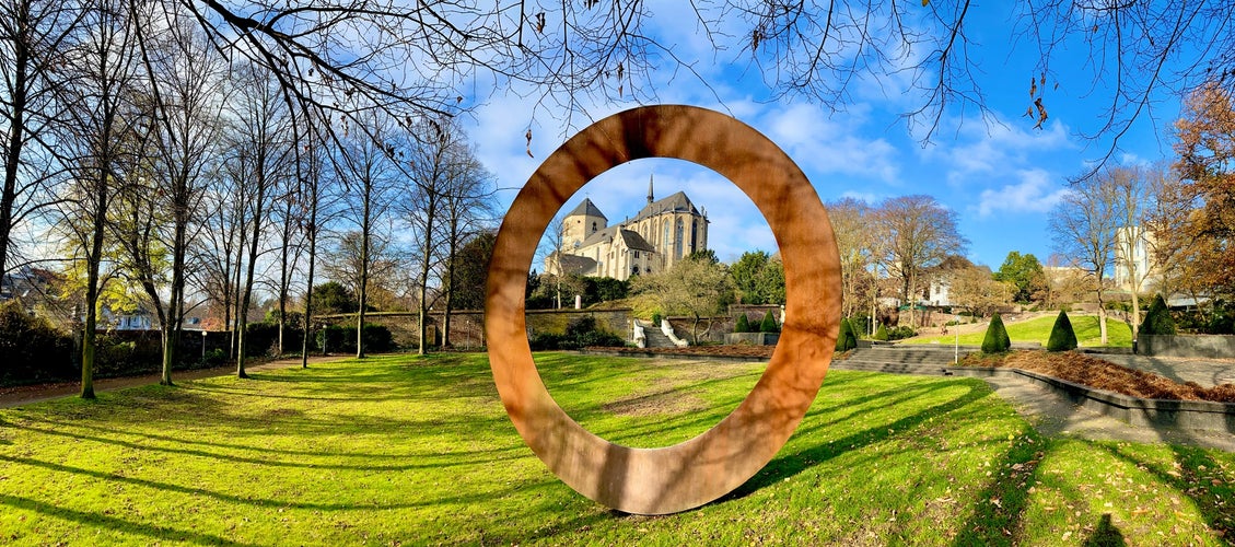 Beautiful Park with Church in Germany. Moenchengladbach